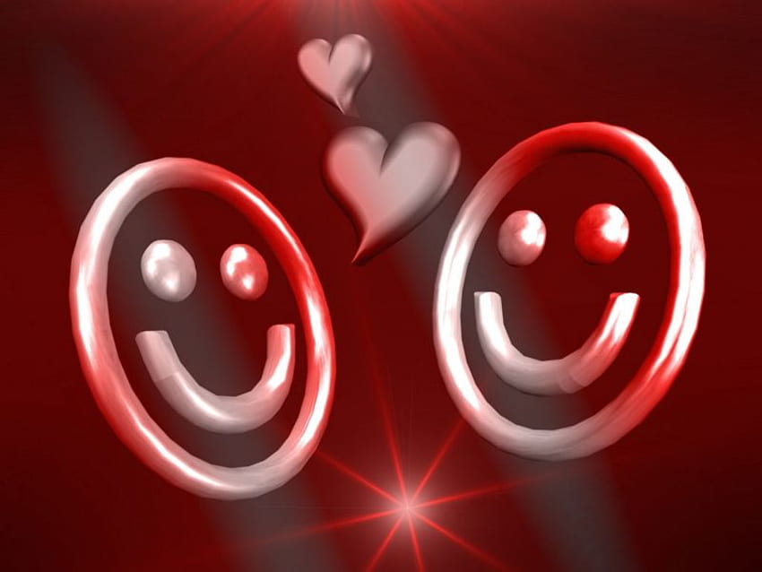 senyum, abstrak, cinta, merah, hati, hari kasih sayang Wallpaper HD