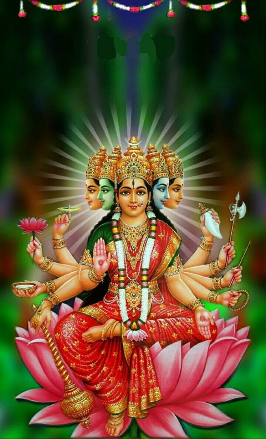ガヤトリ マーのサンペタ プルナ。 インドの女神カーリー、ガヤトリ デヴィ、ドゥルガーの女神、ガヤトリ マタ HD電話の壁紙