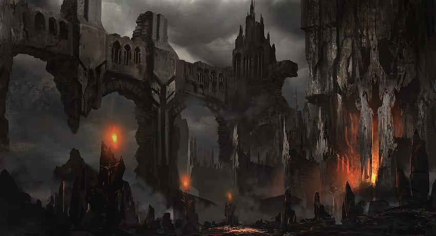 Horror, Fire, Landscapes, Dark, Castle, Ruins, Artwork View HD wallpaper