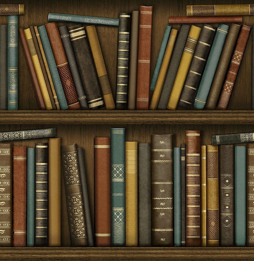 This from fine decor has a realistic bookshelf design, Bookcase HD phone wallpaper