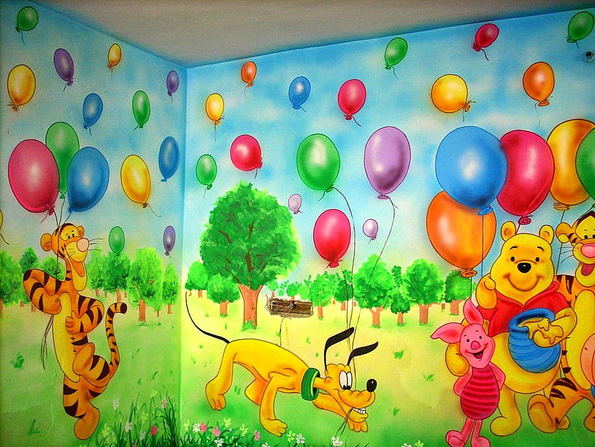 3D Cartoon Painting Play School Wall Kids Room loversiq HD wallpaper |  Pxfuel