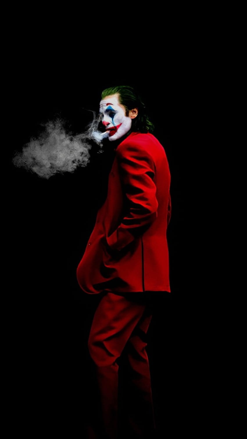 Joker raucht, schwarzer Hintergrund HD-Handy-Hintergrundbild