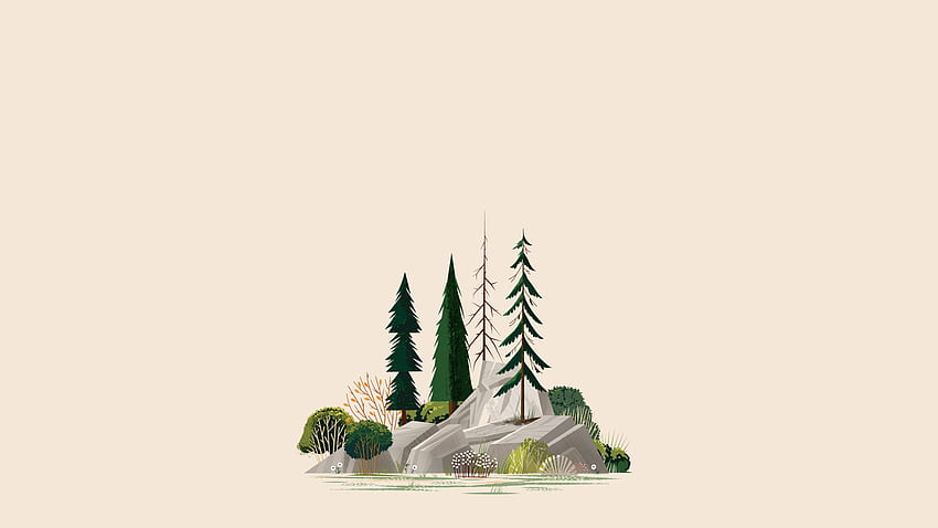Nature, forest, rocks, minimal HD wallpaper