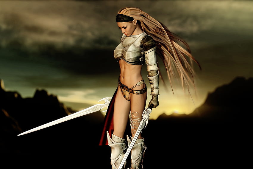 Warrior, fantasy, 3d, woman HD wallpaper