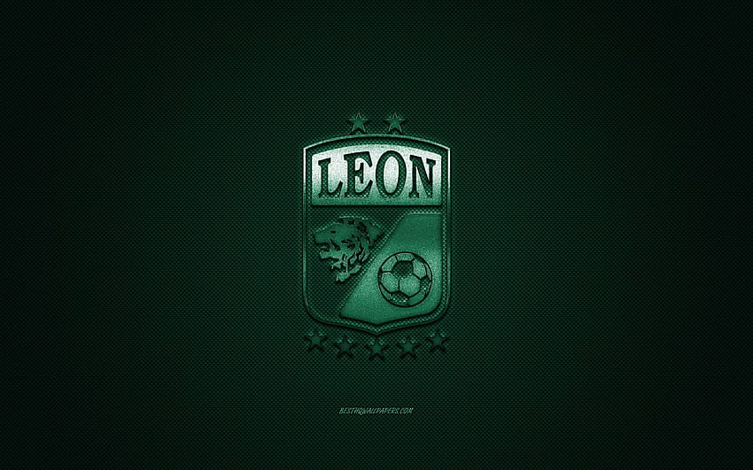Club Leon, Mexican football club, Liga MX, green logo, green carbon fiber background, football, Leon, Guanajuato, Mexico, Club Leon logo for with resolution . High Quality HD wallpaper