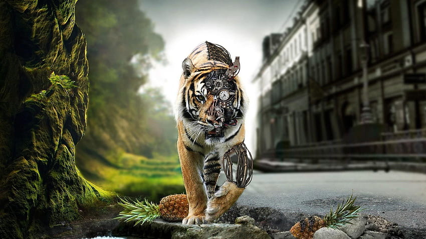 DigitalArt IO zu Fankunst. Tiger, Roboter, ICH BIN Legende HD-Hintergrundbild