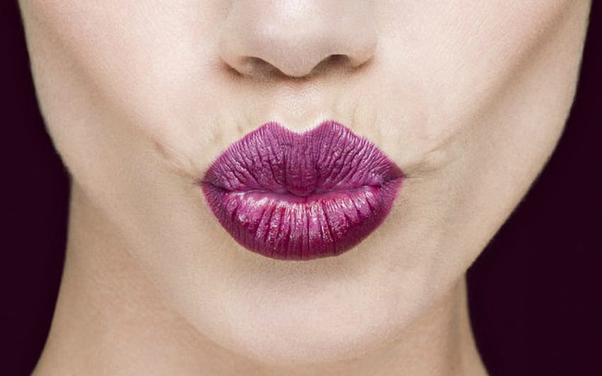 Kiss, purple, pink, lips, woman, mouth HD wallpaper