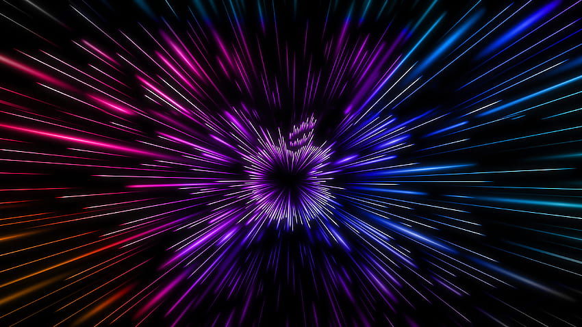 Technologia Blue Purple Neon Lines Apple Logo Apple Tapeta HD