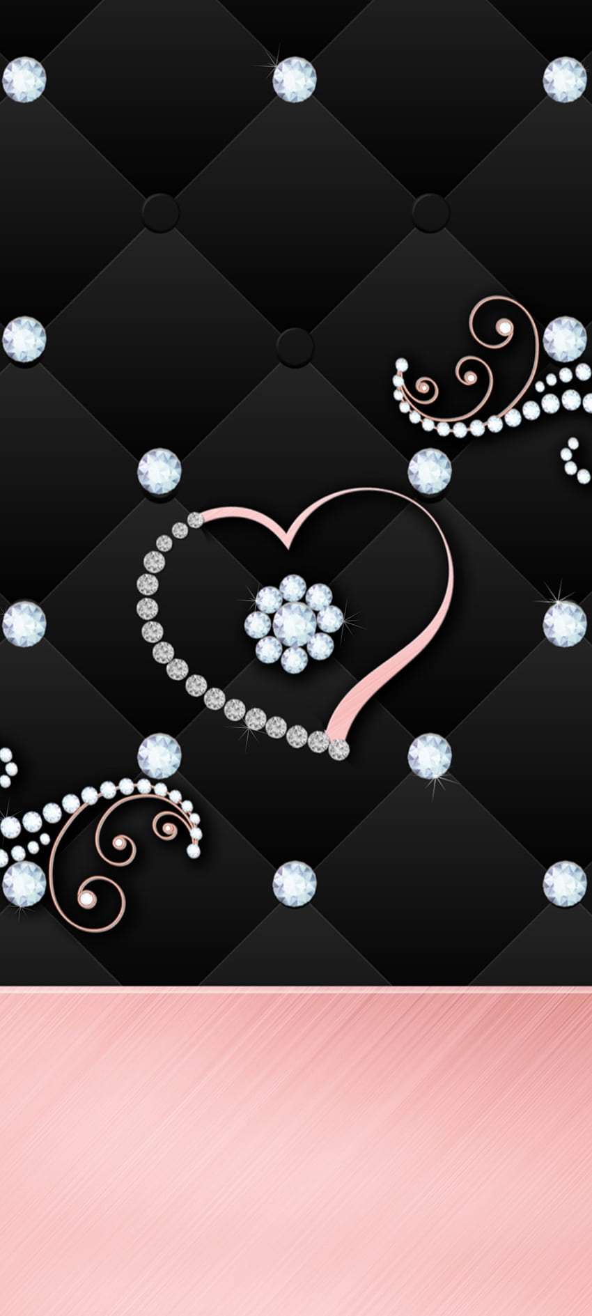 Diamond Heart 3, Patrón, magenta, arte, premium, Lujo, oro rosa, cuero fondo de pantalla del teléfono