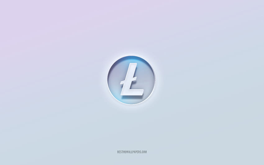 Litecoin-Logo, ausgeschnittener 3D-Text, weißer Hintergrund, Litecoin-3D-Logo, Litecoin-Emblem, Litecoin, geprägtes Logo, Litecoin-3D-Emblem HD-Hintergrundbild