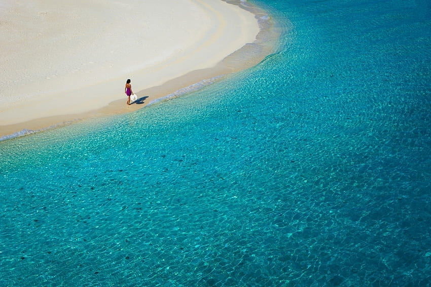 Nature, Beach, Sand, Shore, Bank, Relaxation, Rest, Girl, Lagoon, Hat, Resort, Blue Water HD wallpaper