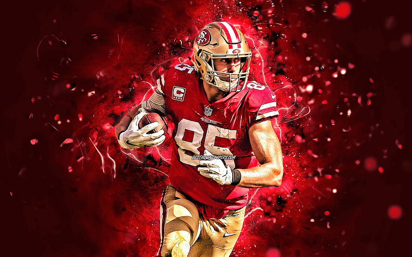 George Kittle, 2020, San Francisco 49ers, NFL, american football, tight end, George Krieger Kittle, neon lights, National Football League, George Kittle San Francisco 49ers for with resolution . High HD wallpaper