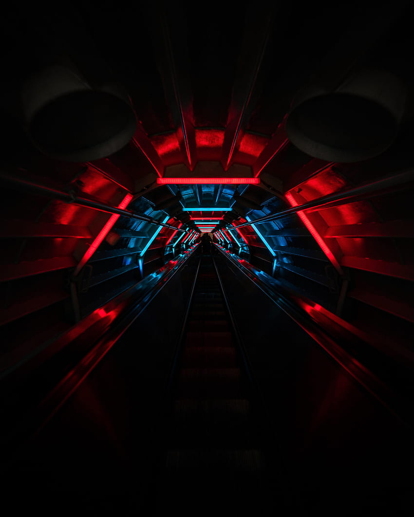 어둠, 네온, 노을, 계단, 사다리, 터널 HD 전화 배경 화면