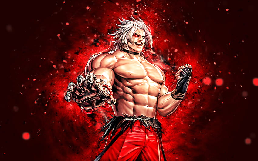 Omega Rugal, , red neon lights, The King of Fighters All Star, SNK, The King of Fighters series, Omega Rugal SNK HD wallpaper
