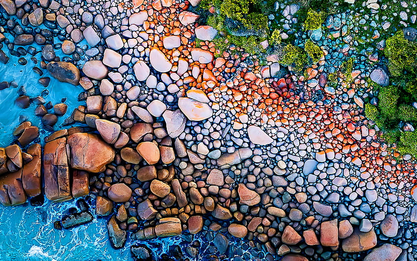 ชายฝั่งหิน มุมมองทางอากาศ ทะเล ฤดูร้อน ธรรมชาติที่สวยงาม หิน ชายฝั่ง อาร์ วอลล์เปเปอร์ HD