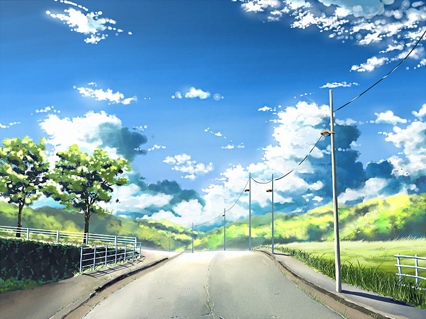 On the sun road and Background, Cartoon Road HD wallpaper