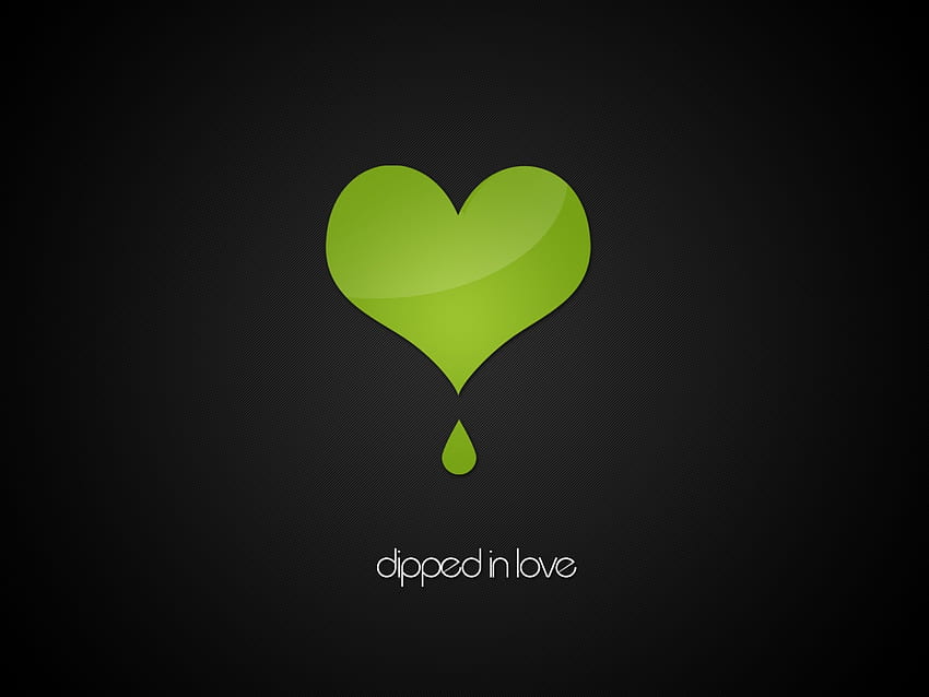 Dipped in Love, drop, heart, love, green HD wallpaper