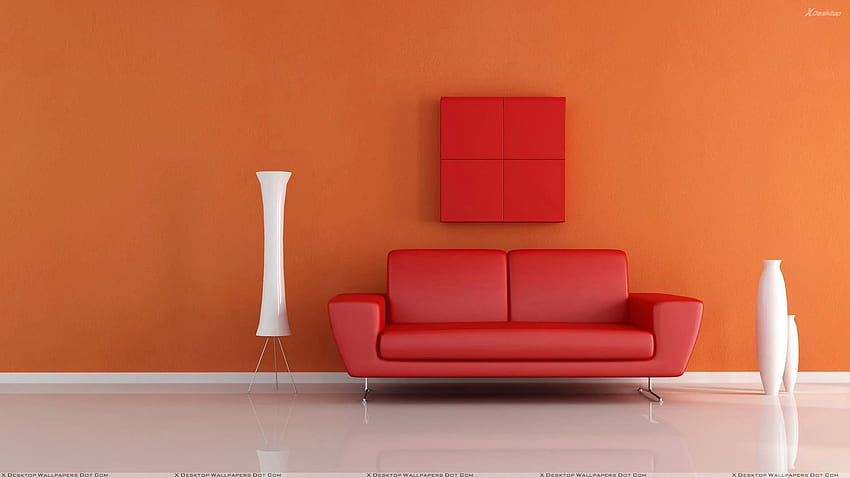 Red Sofa , & in, Couch HD wallpaper
