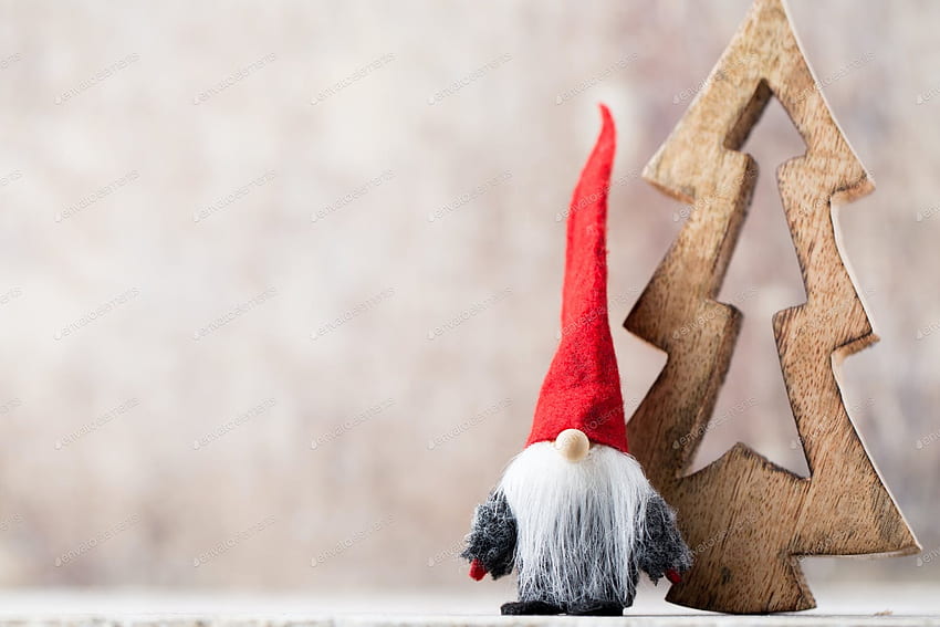 Carte de voeux de Noël. Fond festif de Gnome. Symbole du nouvel an. par GitaKulinica sur Envato Elements Fond d'écran HD