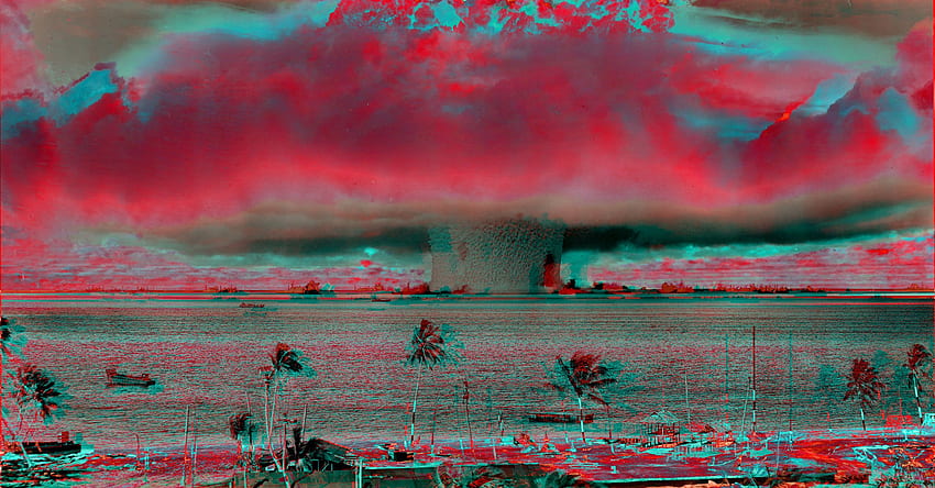 Atomic Bomb Vaporwave HD wallpaper