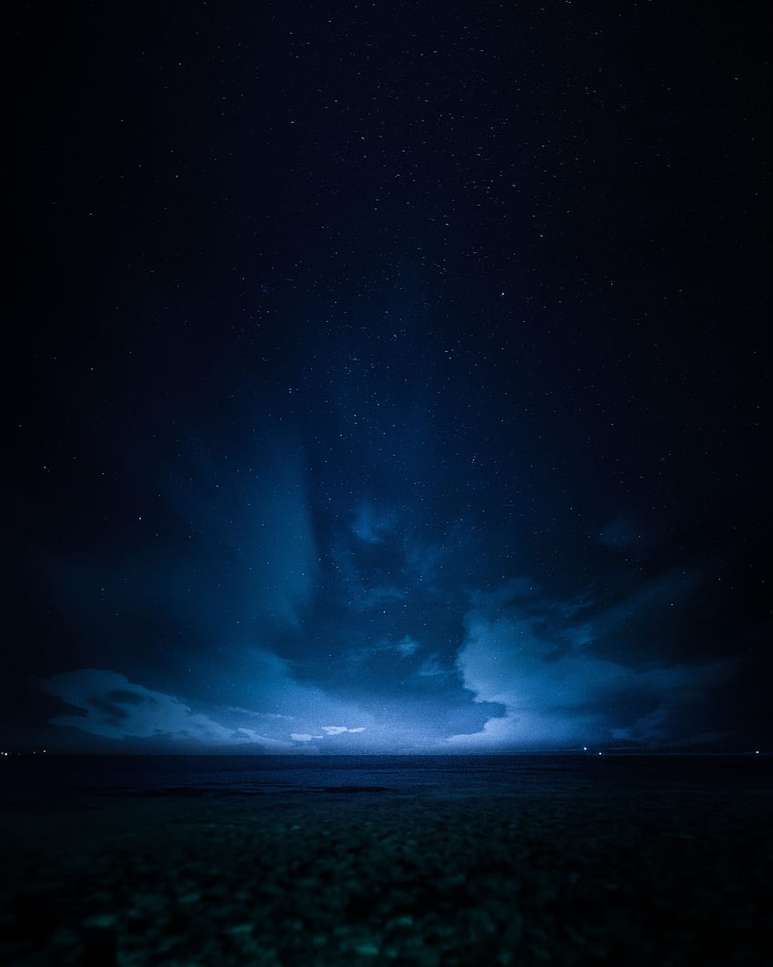 Nature, Night, Horizon, Dark, Starry Sky HD phone wallpaper