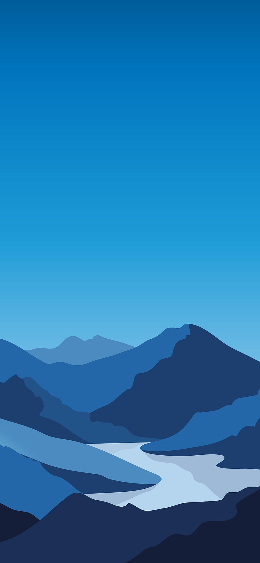 Paisaje minimalista azul limpio, teléfono minimalista azul fondo de pantalla del teléfono