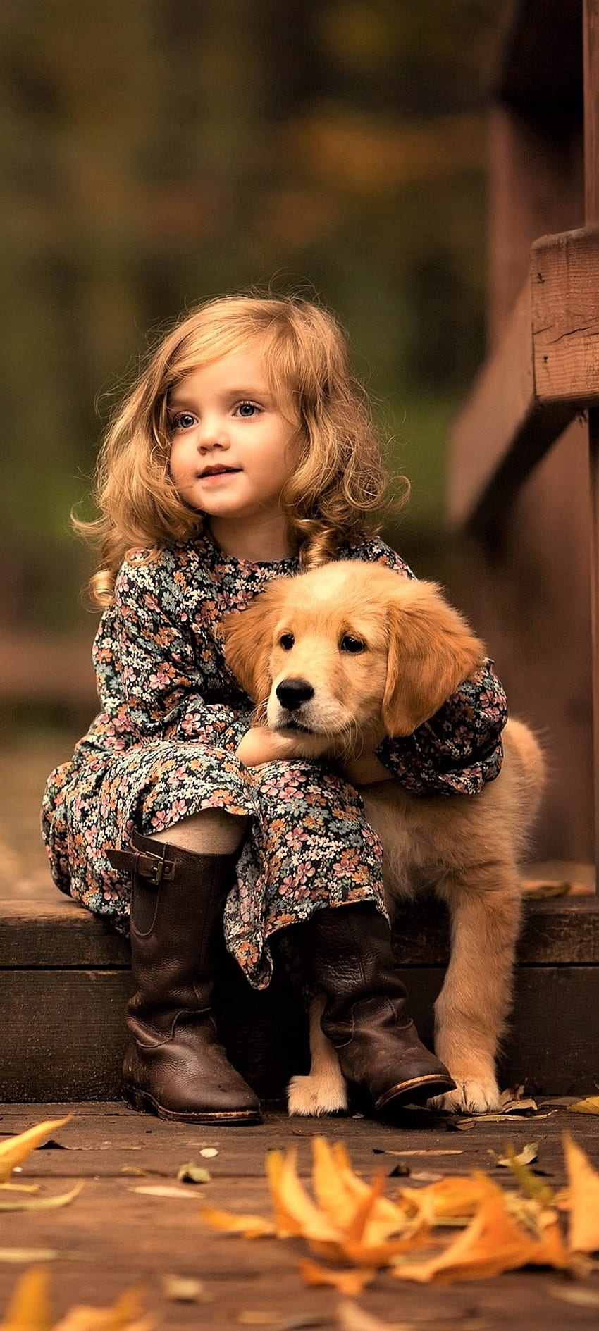 Girl - Retriever Puppy, love, golden retriever, companion, nature, cute, companion dog, , golden, animal, , dog, child HD phone wallpaper