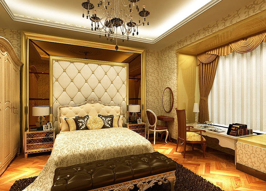 luxury bedroom , ceiling, interior design, bedroom, room, furniture, Luxury Room HD wallpaper