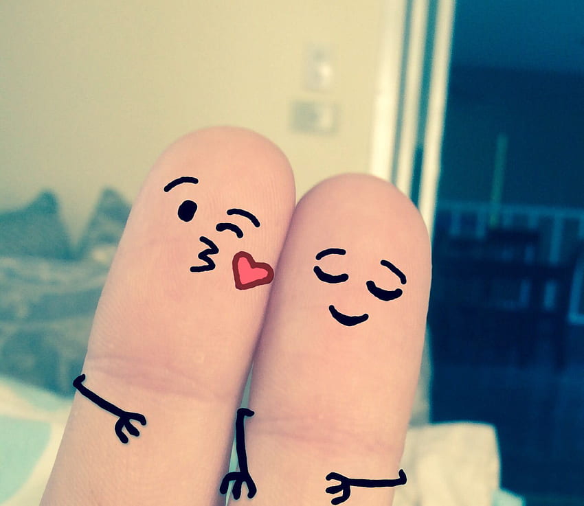 HD wallpaper: Love Pair Heart Fingers, middle and index fingers with  emoticon drawing | Wallpaper Flare