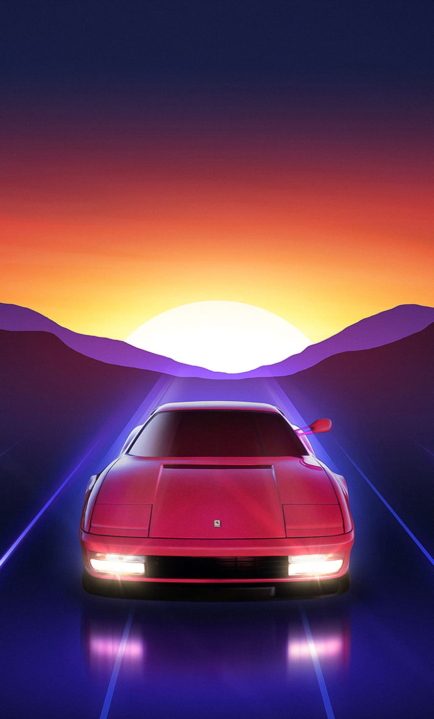 Ferrari Testarossa Sunrise iPhone 6 plus , Artist , , and Background, Neon Sunrise HD phone wallpaper
