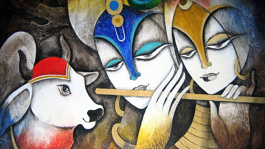 Pintura sobre vidrio de Radha con Krishna, pintura de Krishna y Radha • Para ti Para y móvil fondo de pantalla