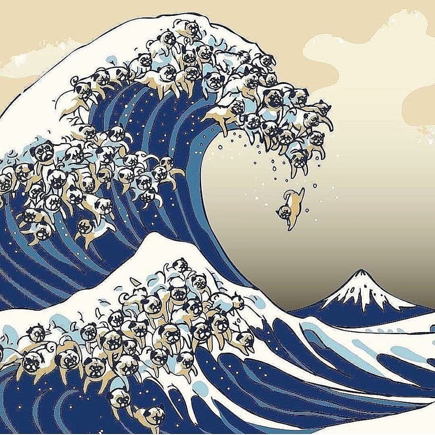 great pug wave. Wave art, Waves , Japanese art, Wave Painting HD phone wallpaper