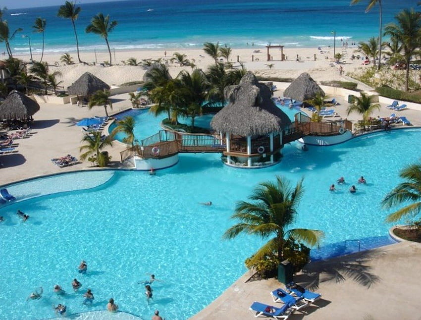 Punta Cana, Dominican Republic, swim, tourist, sand, caribbean, pool, resort, vacation, beach HD wallpaper