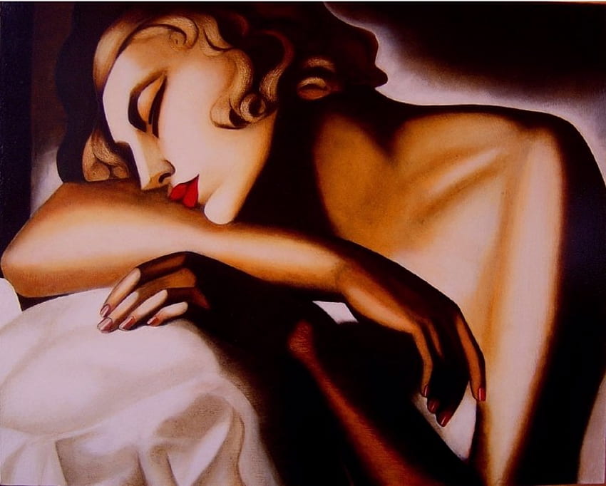 Tamara De Lempicka-Dormeuse, peinturedormeuse, lempicka, art, art déco Fond d'écran HD