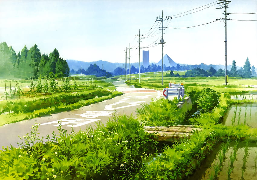 Anime scenery :, Green Anime Scenery HD wallpaper