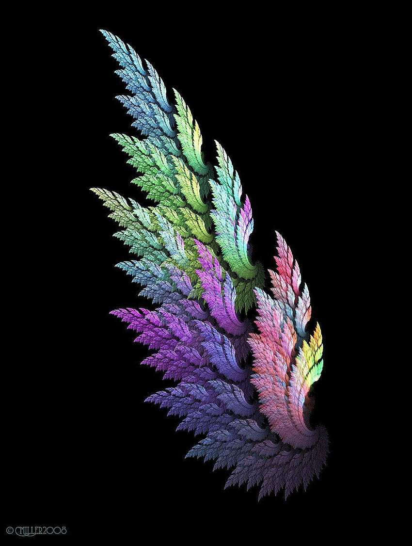 Ala de ángel arcoíris. Arte de alas de ángel, alas coloridas fondo de pantalla del teléfono
