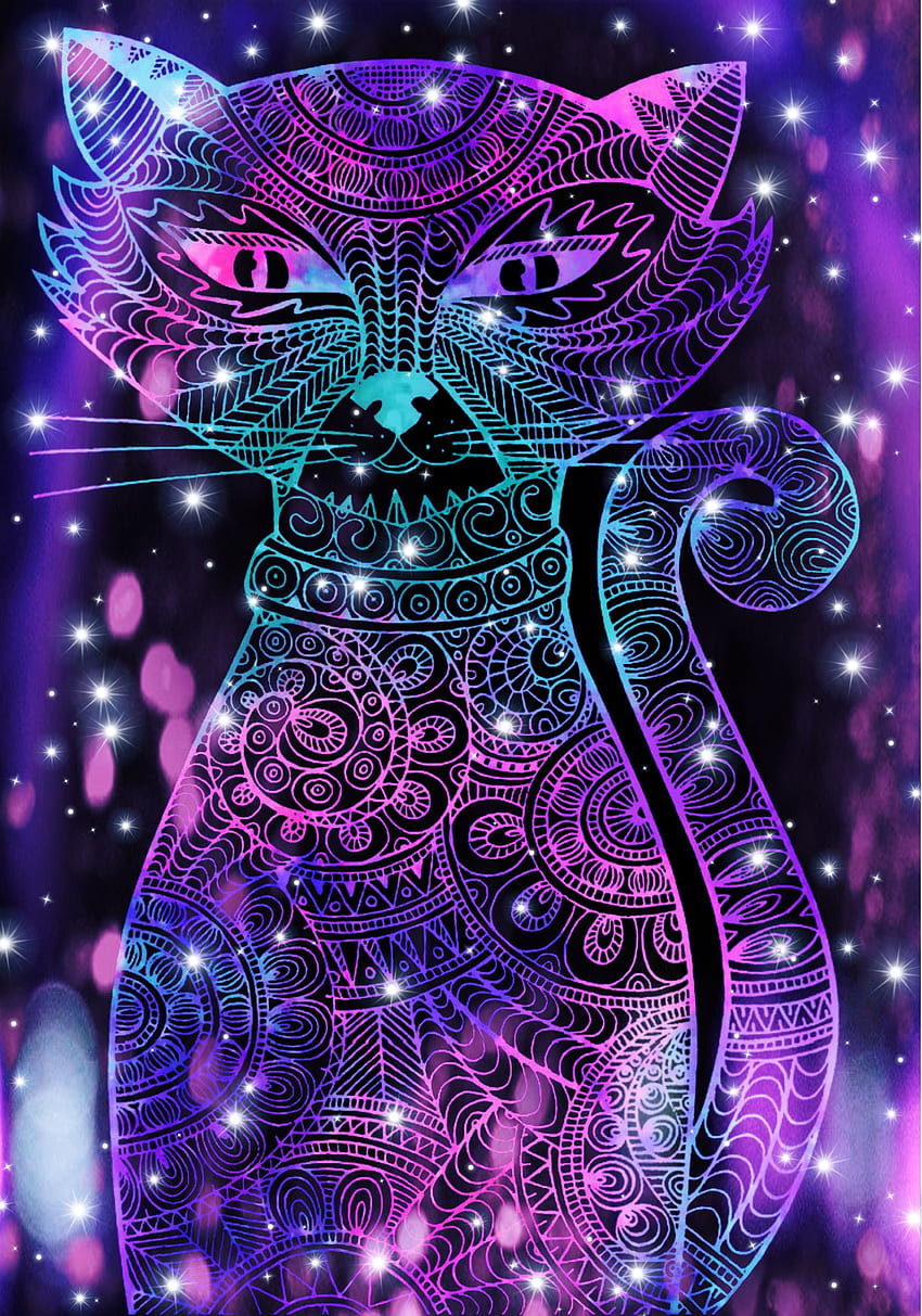 Galaxia de gato fresco de neón. Arte , Galaxia , Increíble Gato Galaxia fondo de pantalla del teléfono