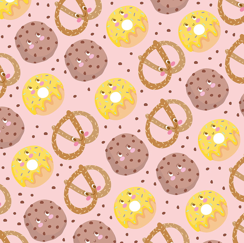 food pattern biscuit and donuts funny happy cartoon 2760815 Vector Art at Vecteezy HD wallpaper