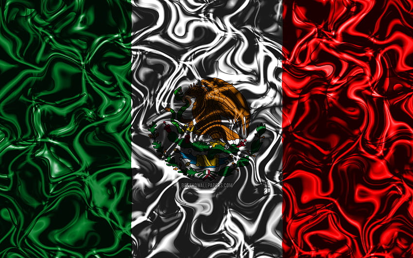 Flag of Mexico, abstract smoke, North America, national symbols, Mexican flag, 3D art, Mexico 3D flag, creative, North American countries, Mexico for with resolution . High Quality HD wallpaper