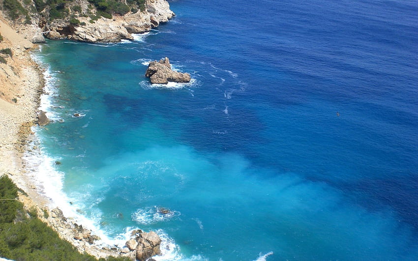 Natur, Steine, Ufer, Ufer, blaues Wasser, von oben, oben HD-Hintergrundbild