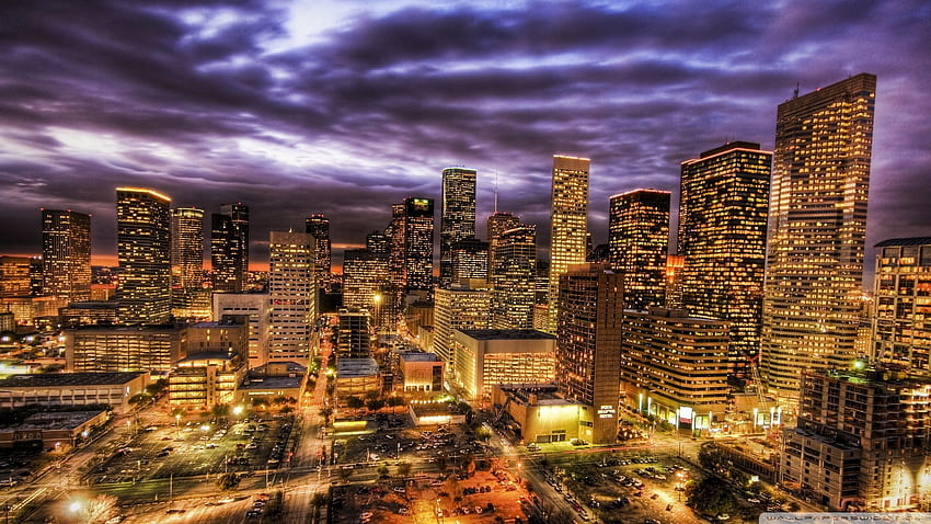 Houston At Night Houston At, Houston Skyline HD wallpaper