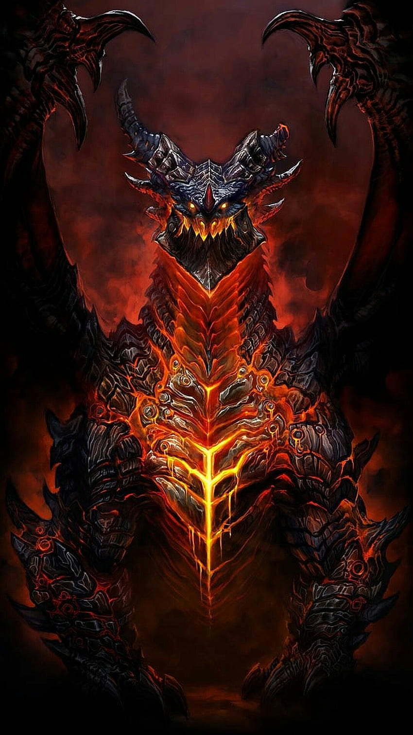 drago di fuoco, demone, oscurità, arte frattale, creatura soprannaturale, opera d'arte cg, Fire Dragon Phone Sfondo del telefono HD