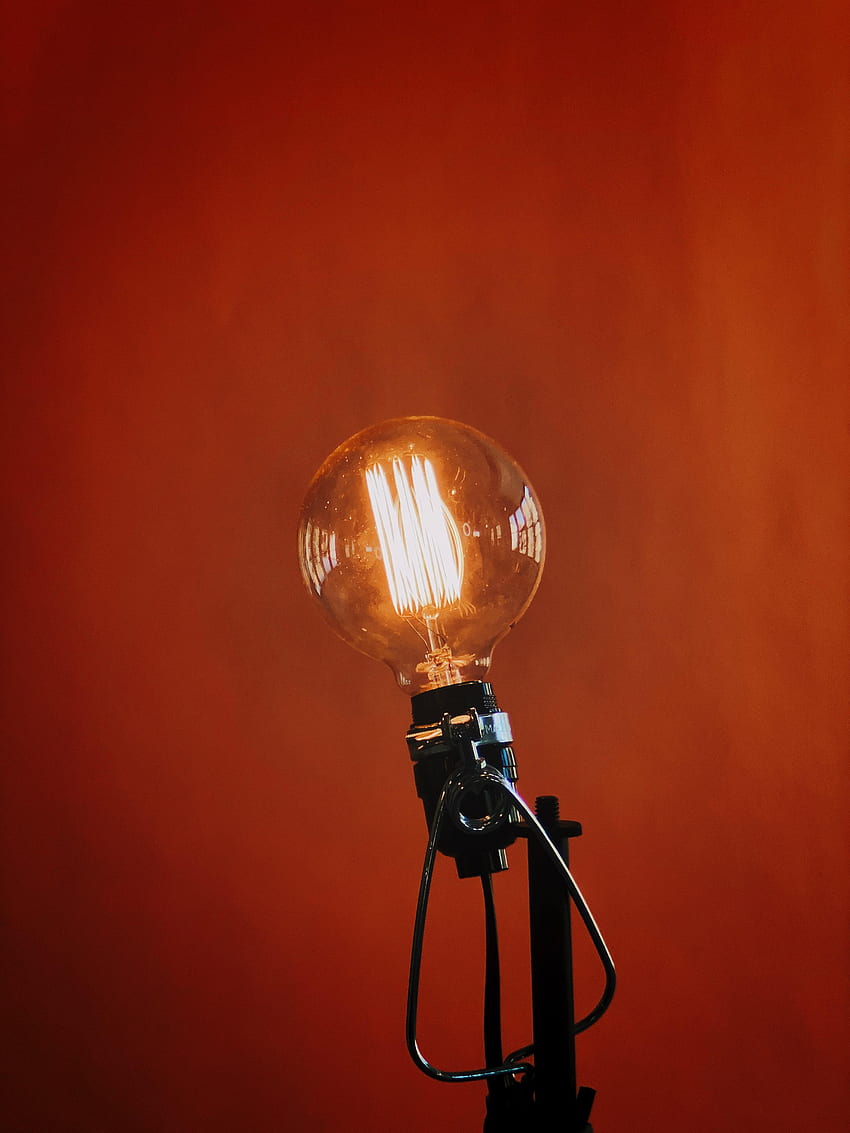 Lamp, Glow, Orange Background HD phone wallpaper