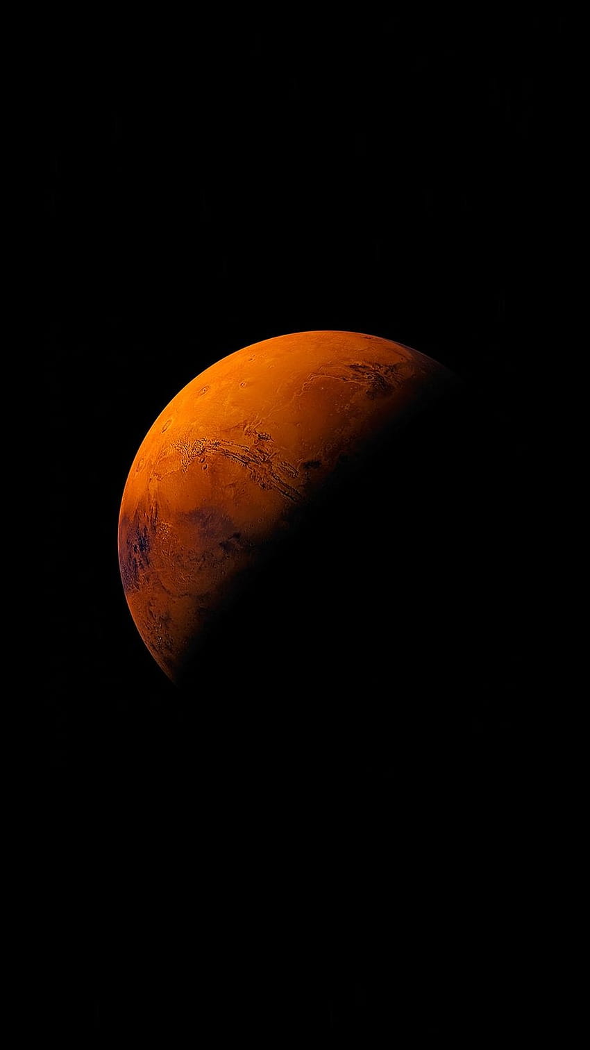 Mars planeta jabłko ciemna przestrzeń pomarańcza Tapeta na telefon HD