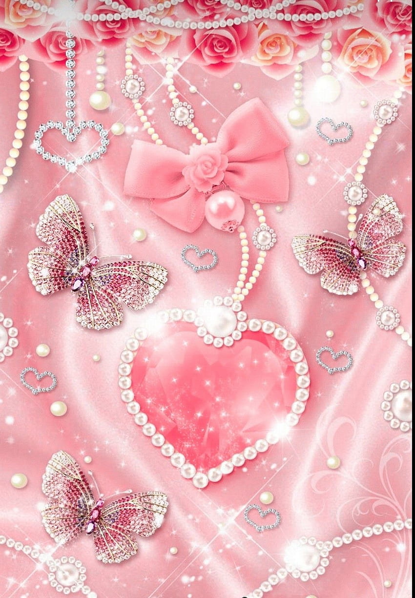 Brittany na Elegant . Bling, różowy, brokat, diamentowy motyl Tapeta na telefon HD
