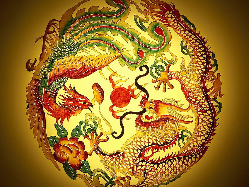 Wie man Drachen- und Phönix-Feng-Shui-Symbole verwendet HD-Hintergrundbild