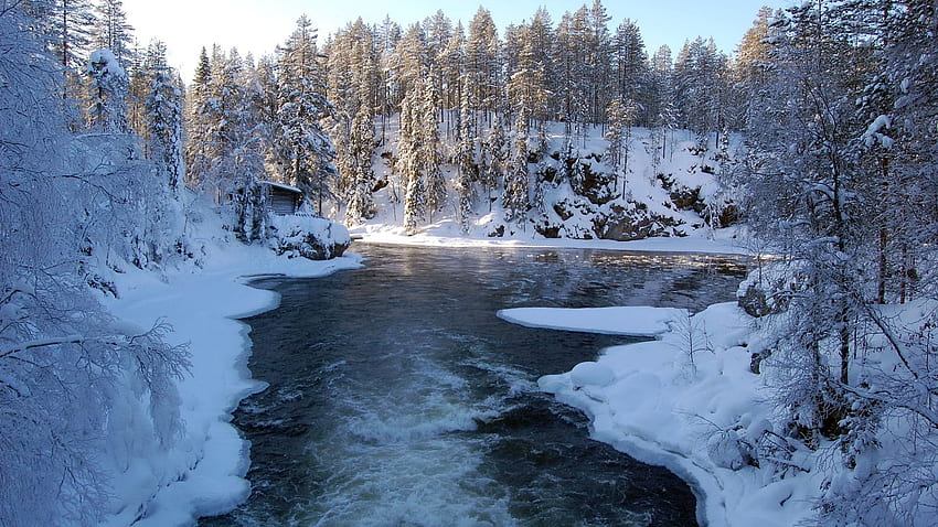River, finland, ice, snow, trees, hoarfrost, stream full , tv, f,  background HD wallpaper | Pxfuel