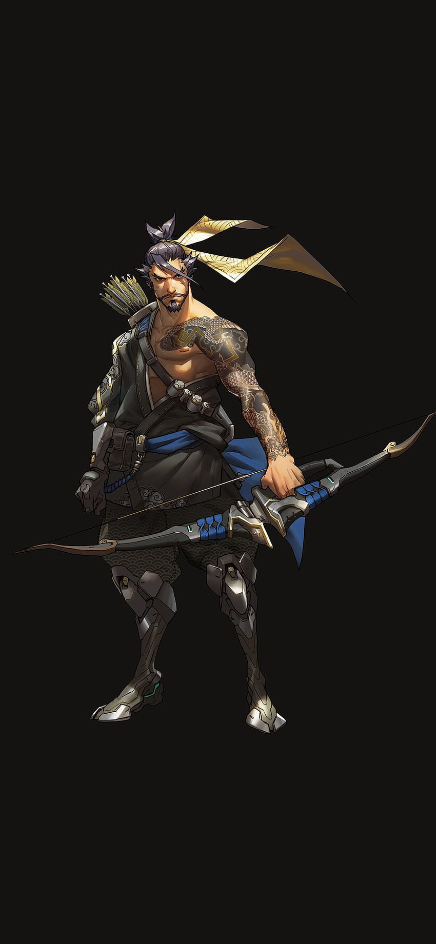 Overwatch Hanzo Dark Game Art Illustration HD phone wallpaper