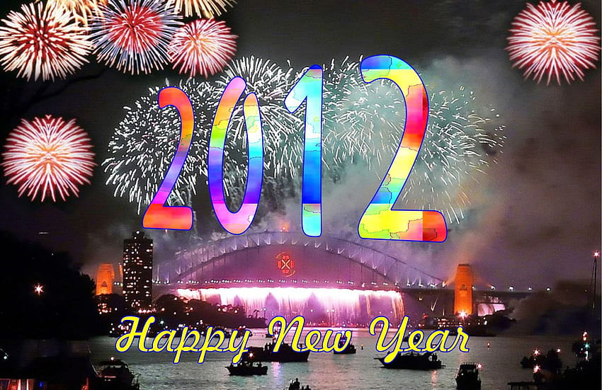 Bonne année, 2012, feux d'artifice, vacances, nouvel an Fond d'écran HD