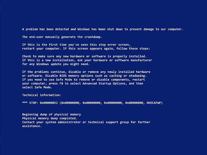 Windows Blue Screen of Death - , Windows Blue Screen of Death Background on Bat, Pesan Kesalahan Wallpaper HD
